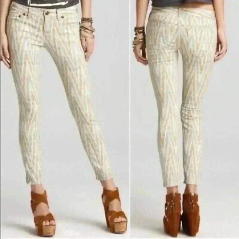 Free People Ikat Print Cropped Skinny Jeans